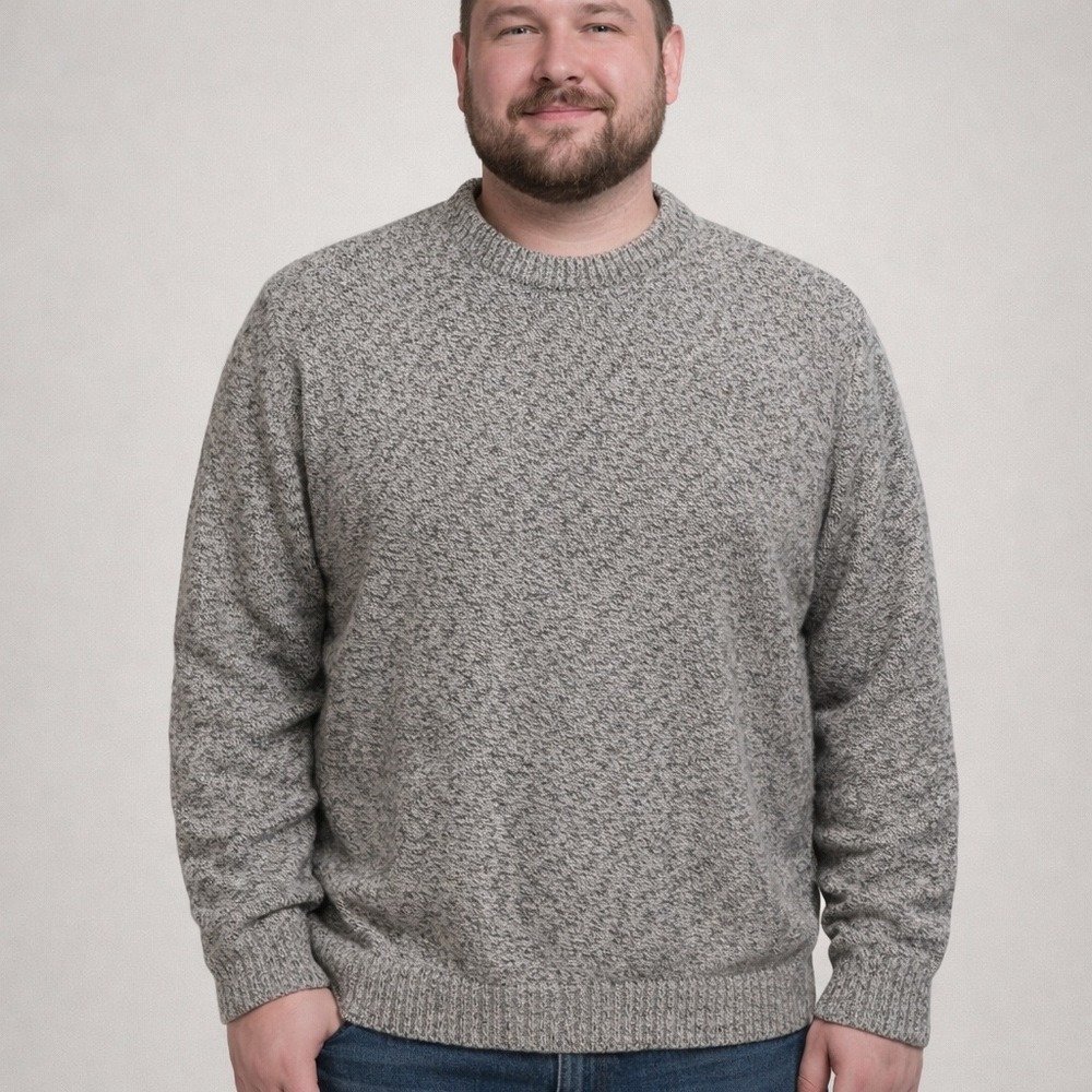Croft & Barrow Mens Grey Marled‎ Knit Crewneck Sweater XL Pullover Ribbed Trim